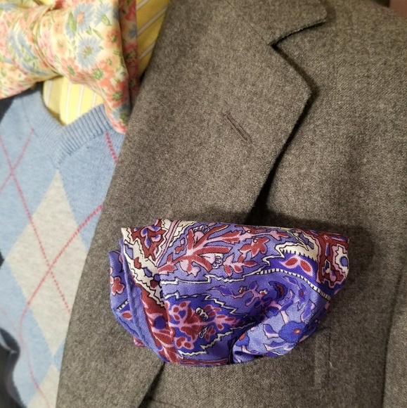 Pocket square Paisley Purple Blue - Picture 1 of 1
